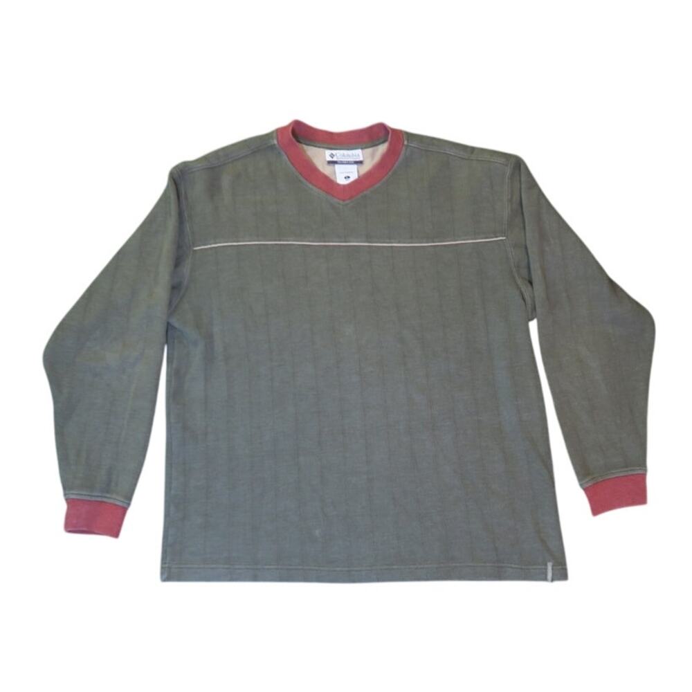 TWO Vintage Y2K Large Pullover Sweater V-Neck Ribbed Heavyweight Grandpacore